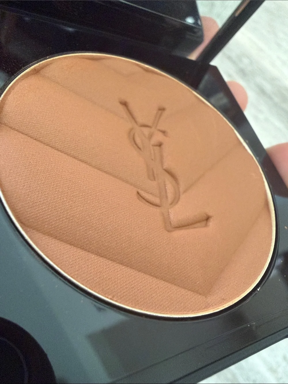 Saint Laurent Quilted Brown Bronzer Compact with Gold YSL Logo